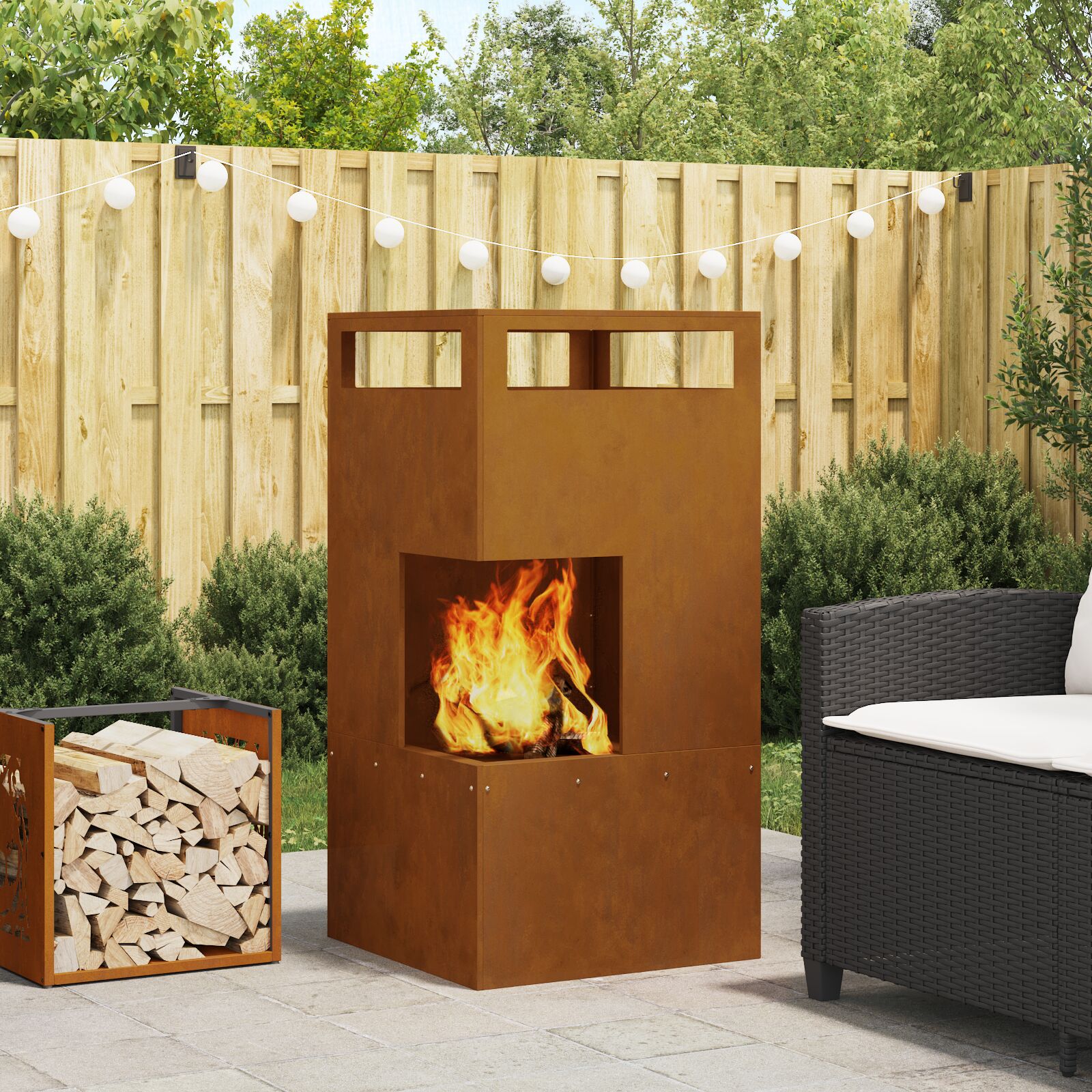 vidaXL Feuerstelle 50x50x100 cm Wetterfestes Stahl