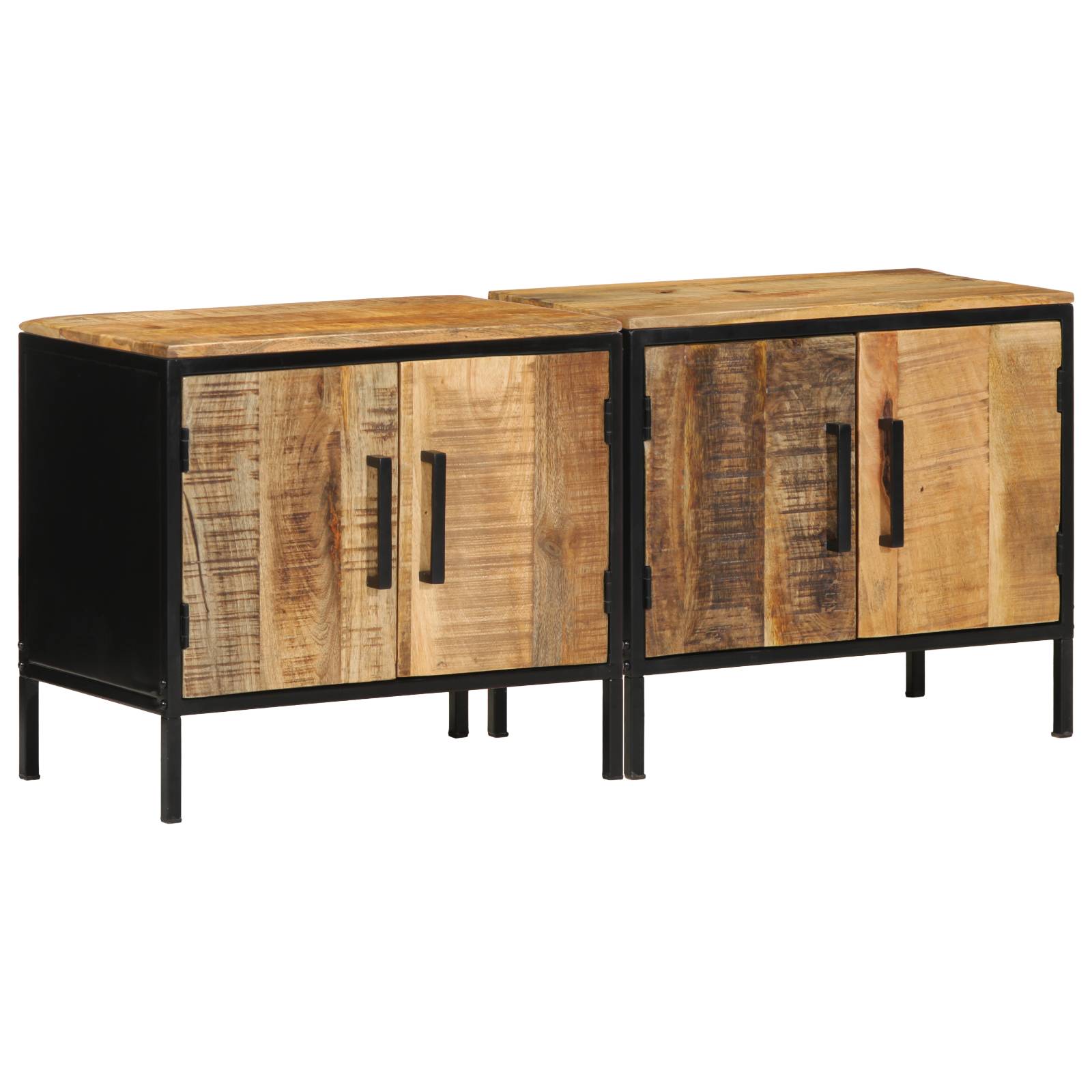 Nachttische 2 Stk 50x30x45 cm Massivholz Raues Mango