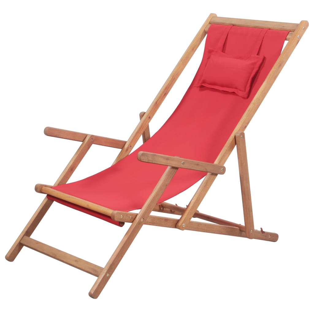 Strandstuhl Klappbar Stoff und Massivholz Rot Strandstuhl Klappbar Stoff und Massivholz Rot
