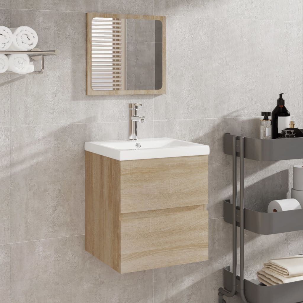 Badschrank mit Spiegel Sonoma-Eiche Holzwerkstoff