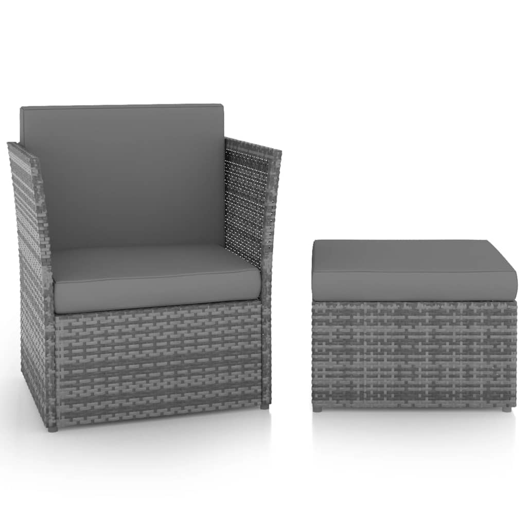 Gartensessel mit Hocker Poly Rattan Anthrazit Gartensessel mit Hocker Poly Rattan Anthrazit