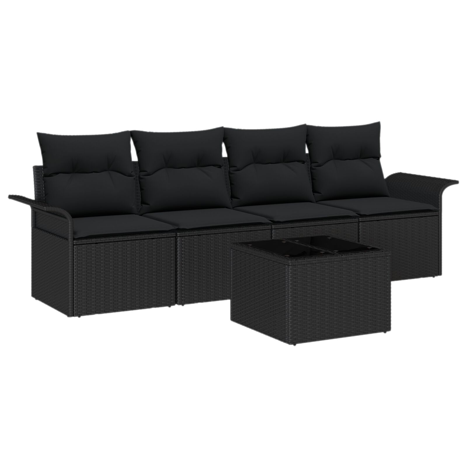 5-teilige Garten Sofa Set mit Kissen Schwarz Poly Rattan, 2-Sitzer Garten Sofa mit Stauraum & Kissen Schwarz Poly Rattan 5-teilige Garten Sofa Set mit Kissen Schwarz Poly Rattan, 2-Sitzer Garten Sofa mit Stauraum & Kissen Schwarz Poly Rattan