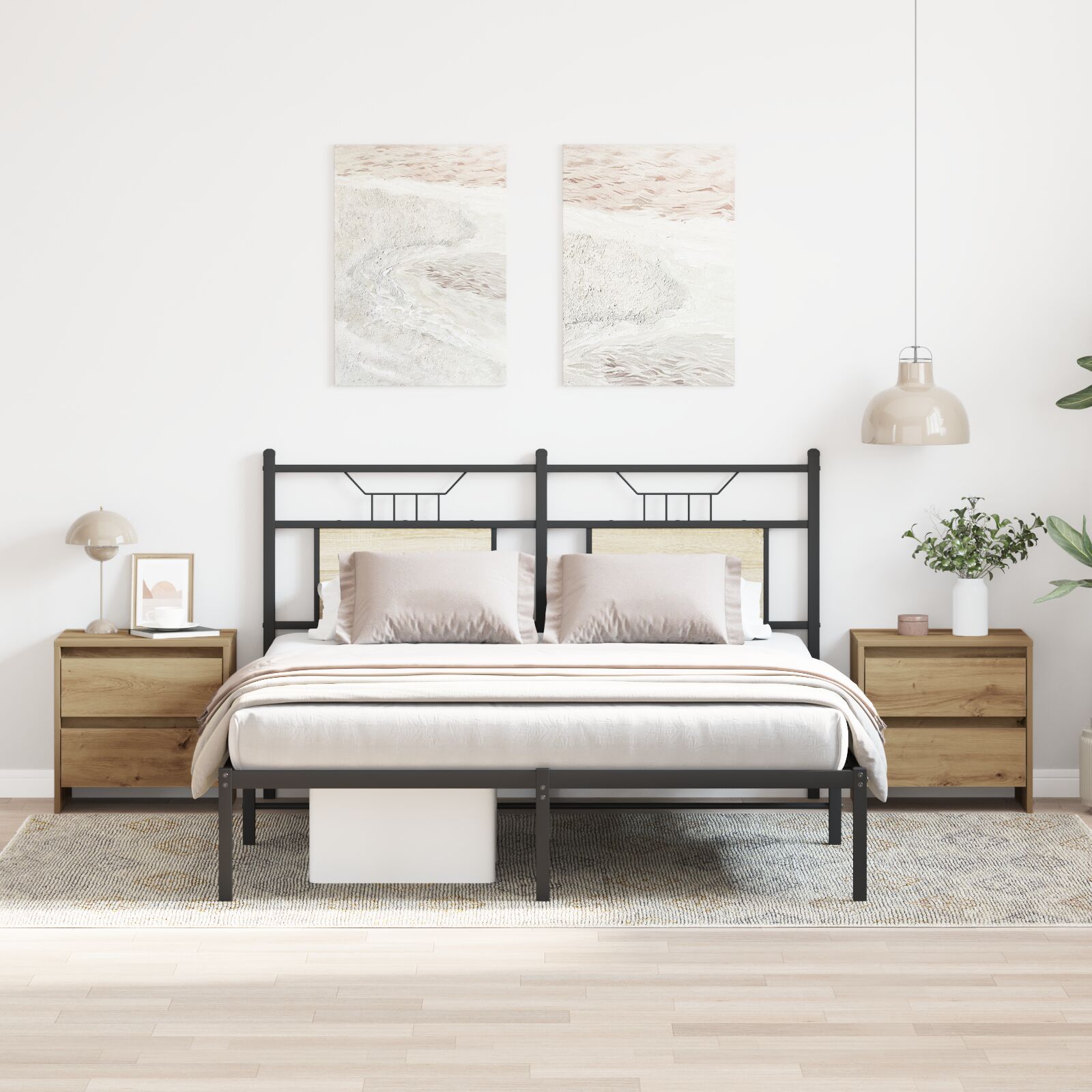 vidaXL Nachttisch 2 Stück Artisan Eiche 45x34x44,5 cm Holzwerkstoff