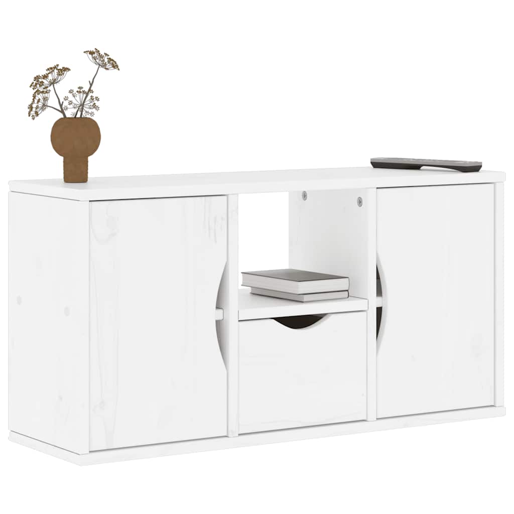 TV-Schrank mit Schublade Weiß 79x24x40,5 cm Massivholz Kiefer