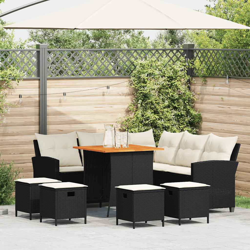 6tlg. Garten-Sofagarnitur mit Kissen L-Form Schwarz Poly Rattan 6tlg. Garten-Sofagarnitur mit Kissen L-Form Schwarz Poly Rattan