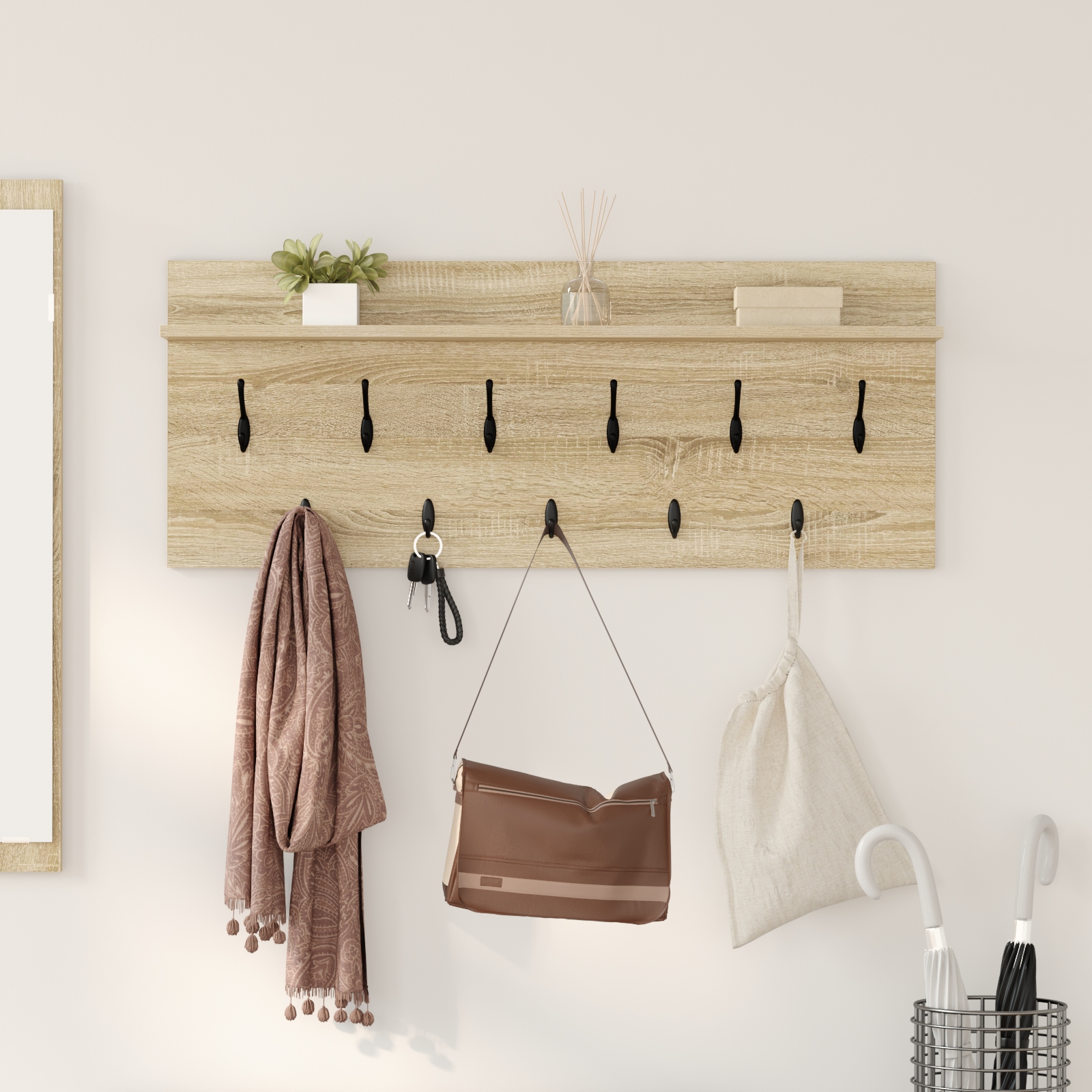Wandmontierter Kleiderständer Sonoma Eiche 100 x 40 x 12 cm