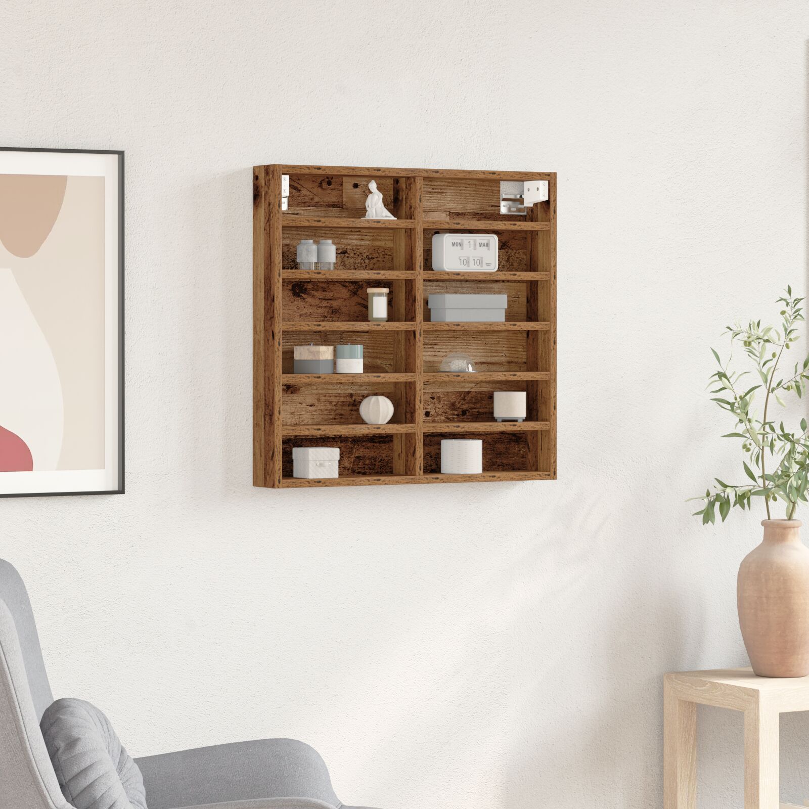 Vitrinenschrank Altholz 60x8,5x58 cm Holzwerkstoff
