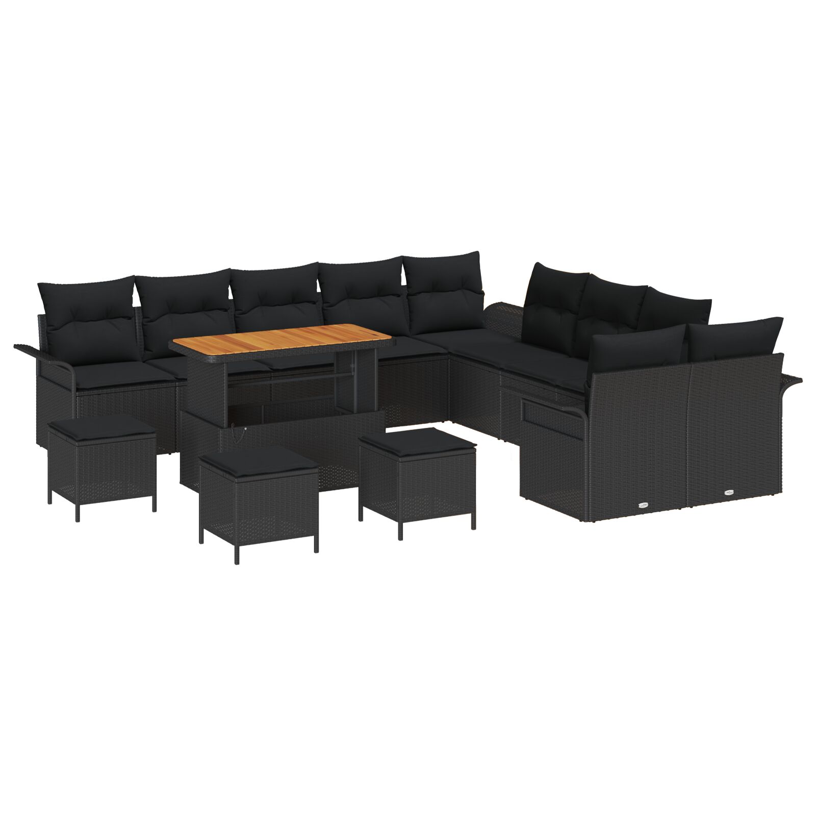 14-teiliges Garten-Sofa-Set mit Kissen Schwarz Poly-Rattan Akazie, 2-Sitzer Garten-Sofa mit Kissen Schwarz Poly-Rattan, 4-teiliges Garten-Dining-Set mit Kissen Schwarz Poly-Rattan Akazie 14-teiliges Garten-Sofa-Set mit Kissen Schwarz Poly-Rattan Akazie, 2-Sitzer Garten-Sofa mit Kissen Schwarz Poly-Rattan, 4-teiliges Garten-Dining-Set mit Kissen Schwarz Poly-Rattan Akazie