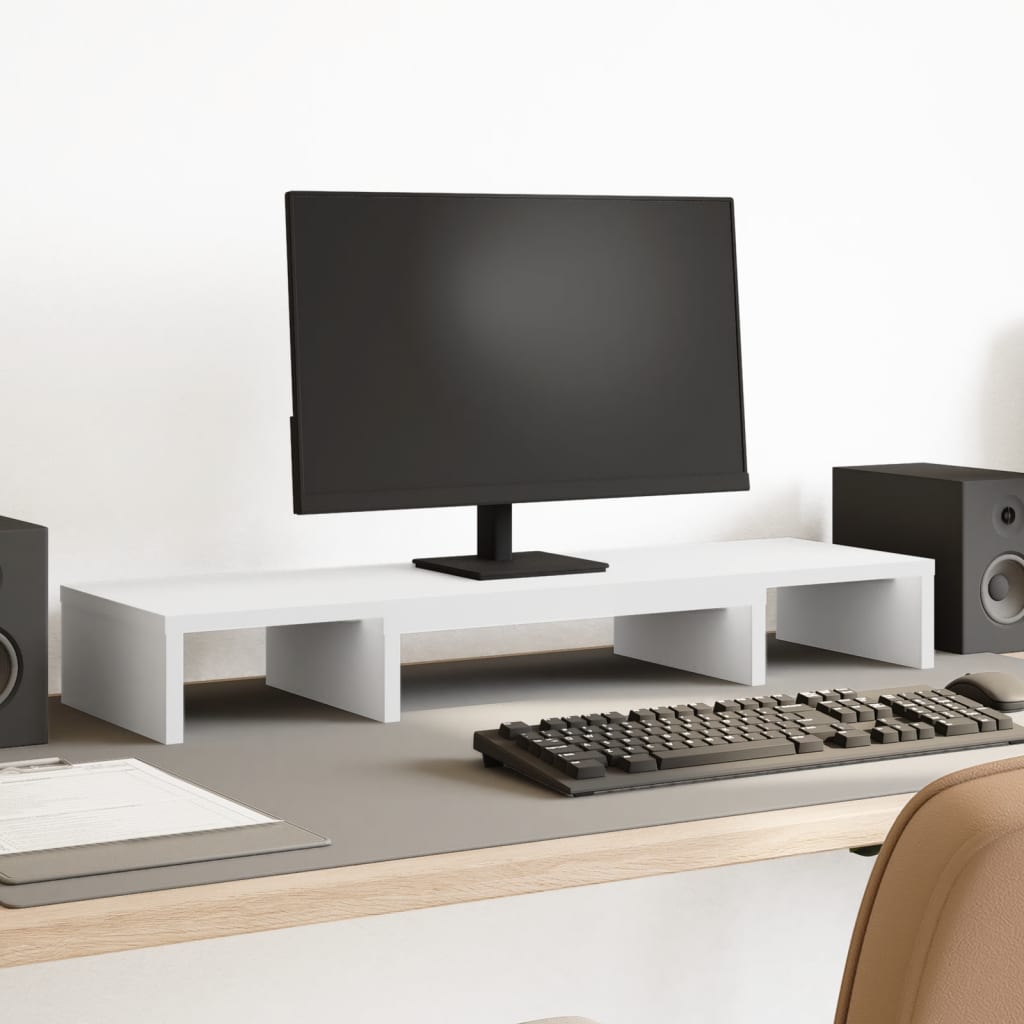 Monitorständer Verstellbar Weiß 80x24x10,5 cm Holzwerkstoff Monitorständer Verstellbar Weiß 80x24x10,5 cm Holzwerkstoff