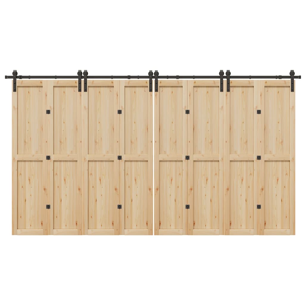 Schiebetürbeschlag-Set 200 cm Stahl Schwarz
