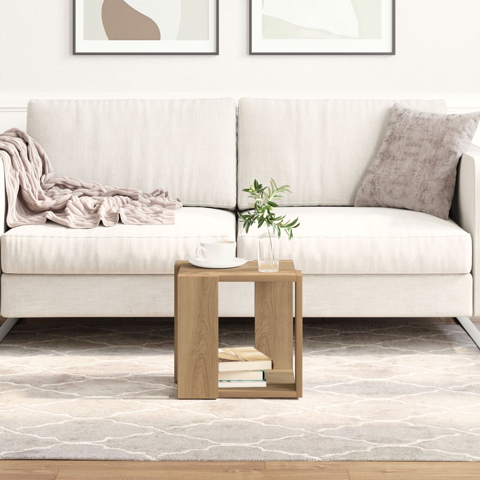 Couchtisch Artisan Eiche Massivholz 32 x 32 x 30 cm Langlebig
