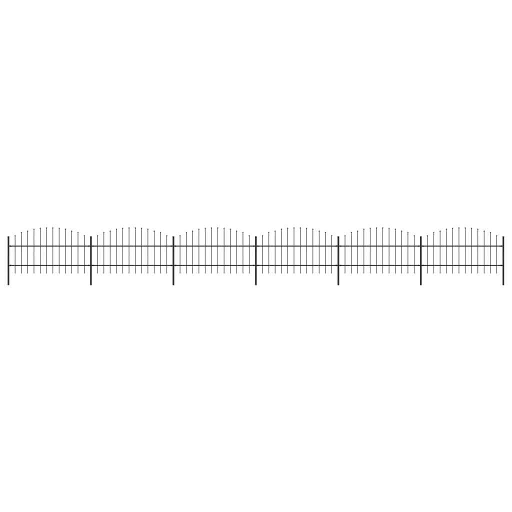 Gartenzaun mit Speerspitzen Stahl (0,75 - 1) x 10,2 m Schwarz