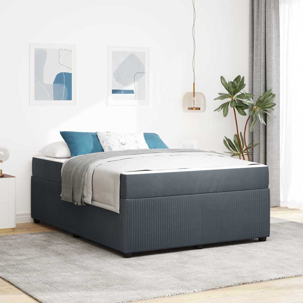 Bettgestell mit Matratze Sonstiges Dunkelgrau 160 x 200 cm Samt