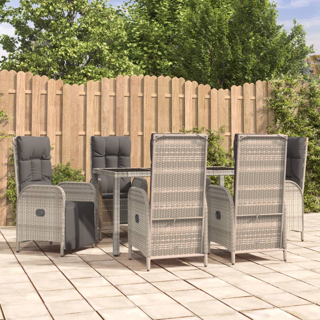 7-tlg. Garten-Essgruppe mit Kissen Grau Poly Rattan 7-tlg. Garten-Essgruppe mit Kissen Grau Poly Rattan