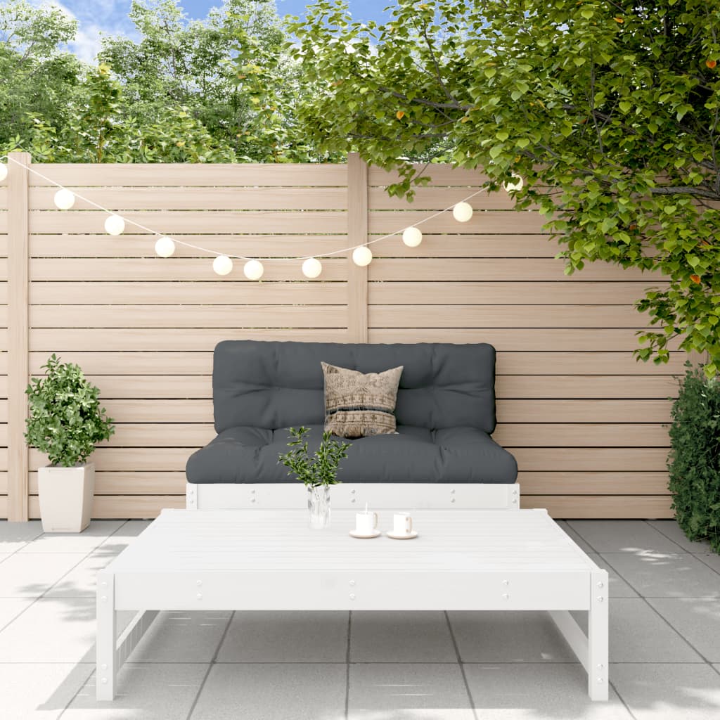 2-tlg. Garten-Lounge-Set mit Kissen Weiß Massivholz 2-tlg. Garten-Lounge-Set mit Kissen Weiß Massivholz