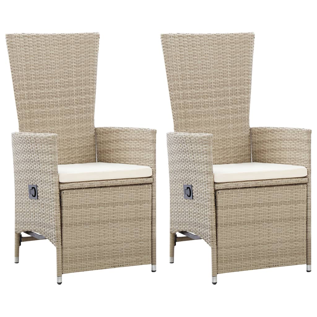 Garten-Liegestühle 2 Stk. mit Auflagen Poly Rattan Beige Garten-Liegestühle 2 Stk. mit Auflagen Poly Rattan Beige