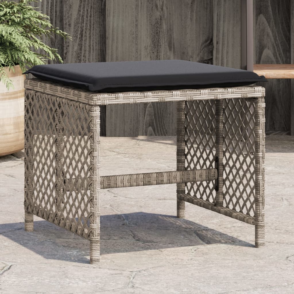 Gartenhocker mit Kissen 4 Stk. Hellgrau 41x41x36 cm Poly Rattan Gartenhocker mit Kissen 4 Stk. Hellgrau 41x41x36 cm Poly Rattan