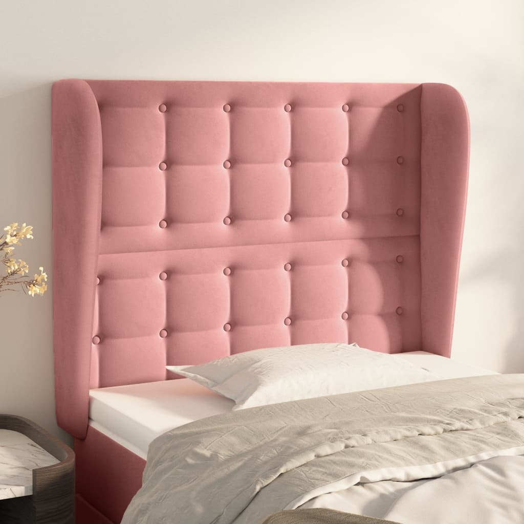 Kopfteil mit Ohren Rosa 93x23x118/128 cm Samt