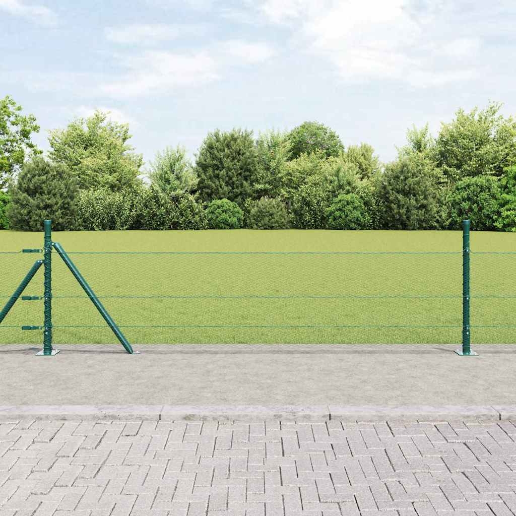 Zaunset Set von 2 Waldgrün Pulverbeschichteter Stahl 25 x 0.5 m