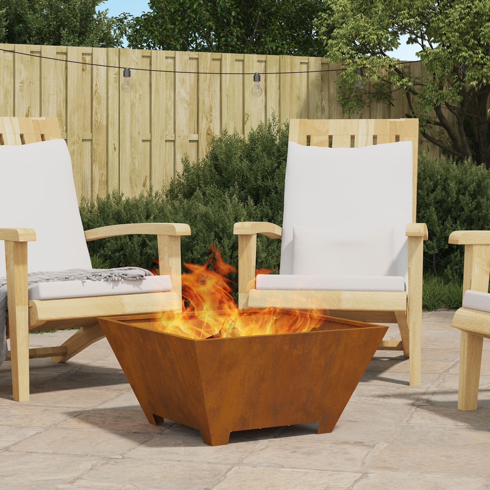 vidaXL Feuerstelle Quadrat 60x60x30 cm Wetterstahl
