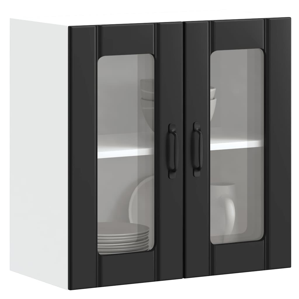 Küchen-Hängeschrank mit Glastür Lucca Schwarz Holzwerkstoff