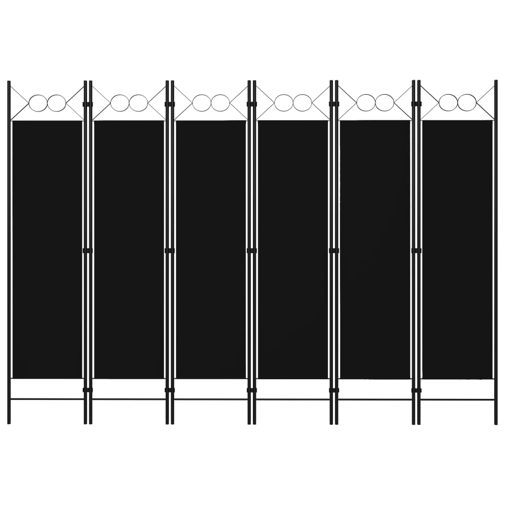 6-tlg. Raumteiler Schwarz 240 x 180 cm