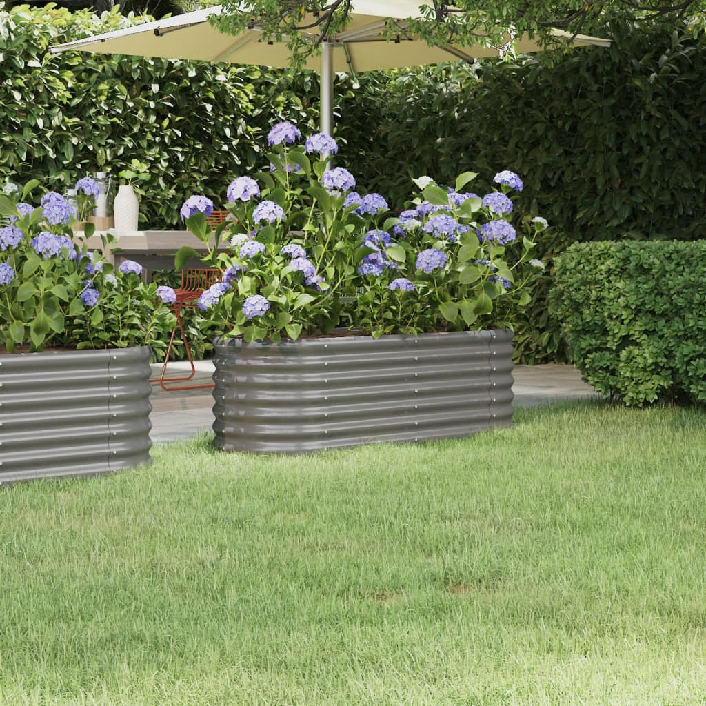 Hochbeet Pulverbeschichteter Stahl 114x40x36 cm Grau Hochbeet Pulverbeschichteter Stahl 114x40x36 cm Grau