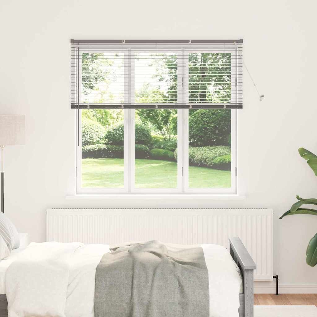 Fenster Jalousie mit Vorhängen Silber 80 x 130 cm Aluminium