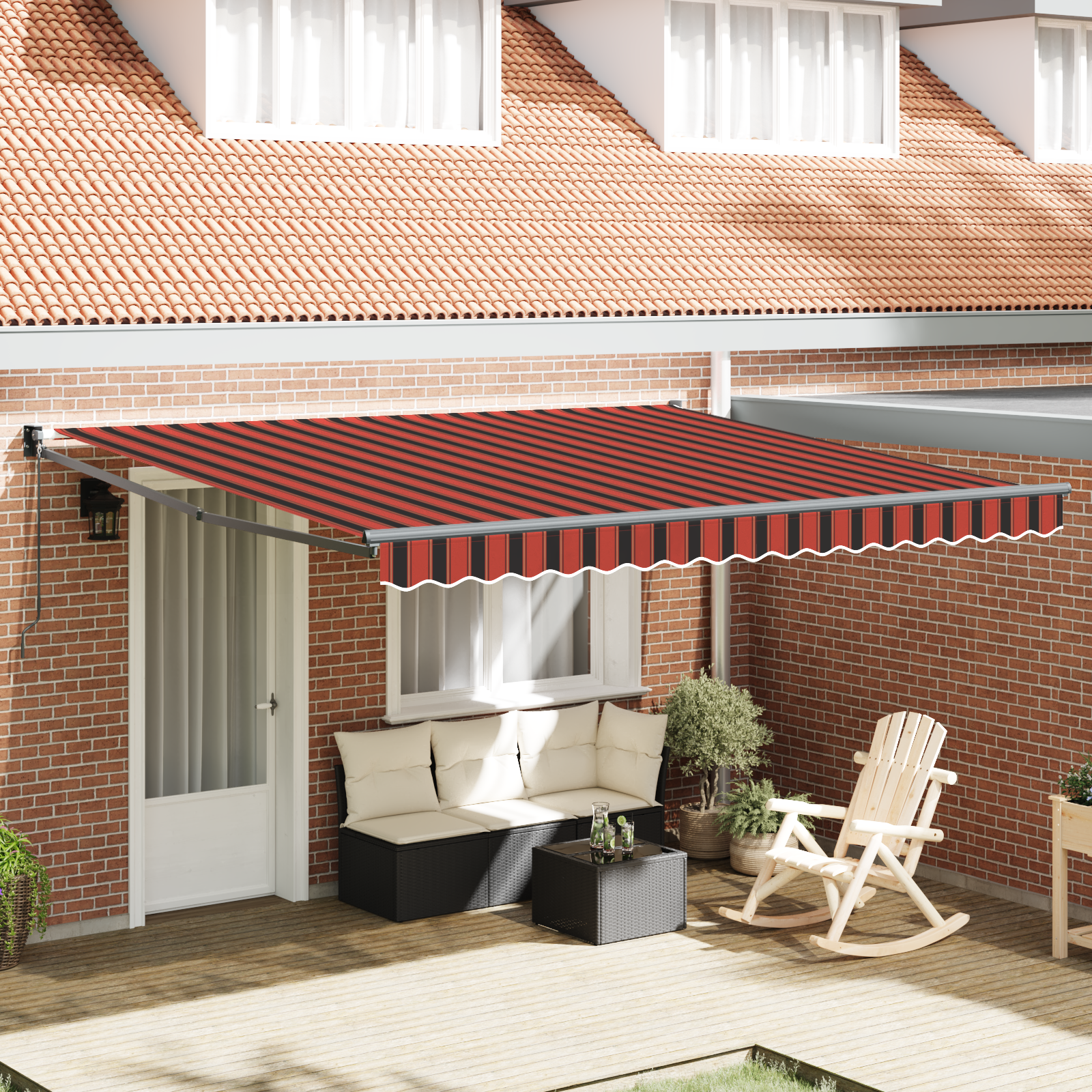 Automatische Einziehbare Markise Orange und Braun 350x250 cm