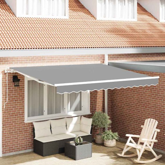 Markise Manuell Weiß 3,5 x 2,5 m Metall