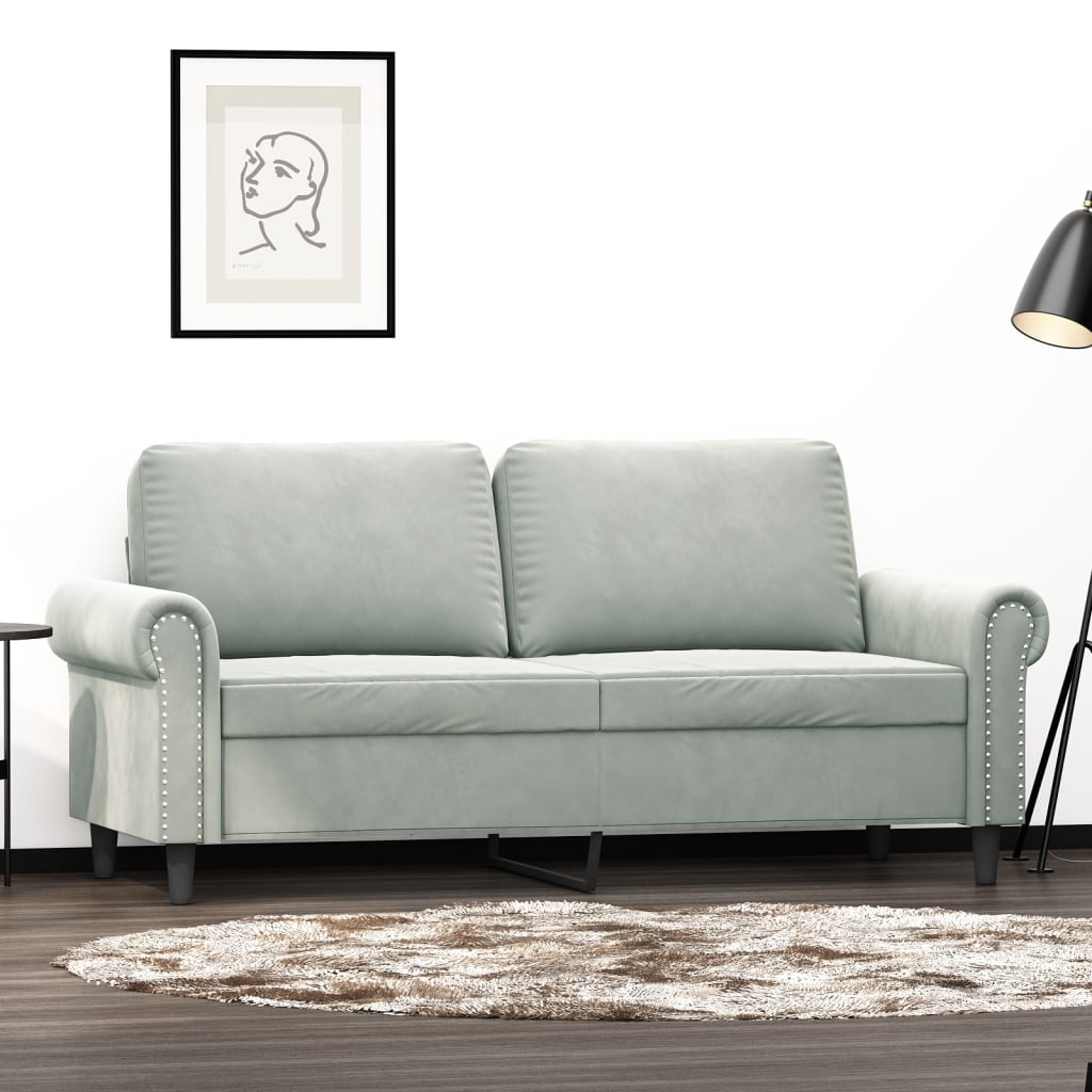 2-Sitzer-Sofa Hellgrau 140 cm Samt 2-Sitzer-Sofa Hellgrau 140 cm Samt