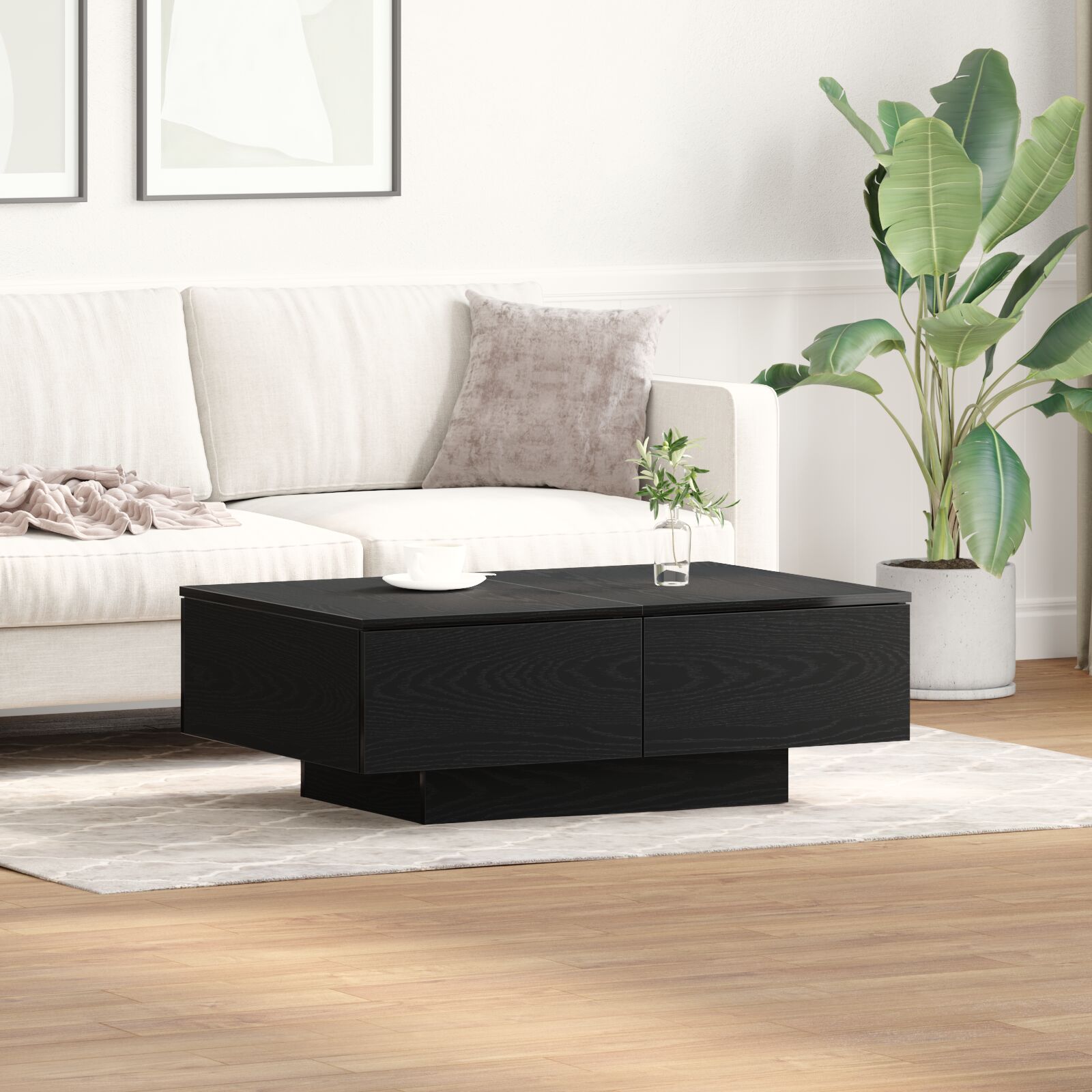 vidaXL Couchtisch Schwarz Eiche 90x60x31 cm Holzwerkstoff