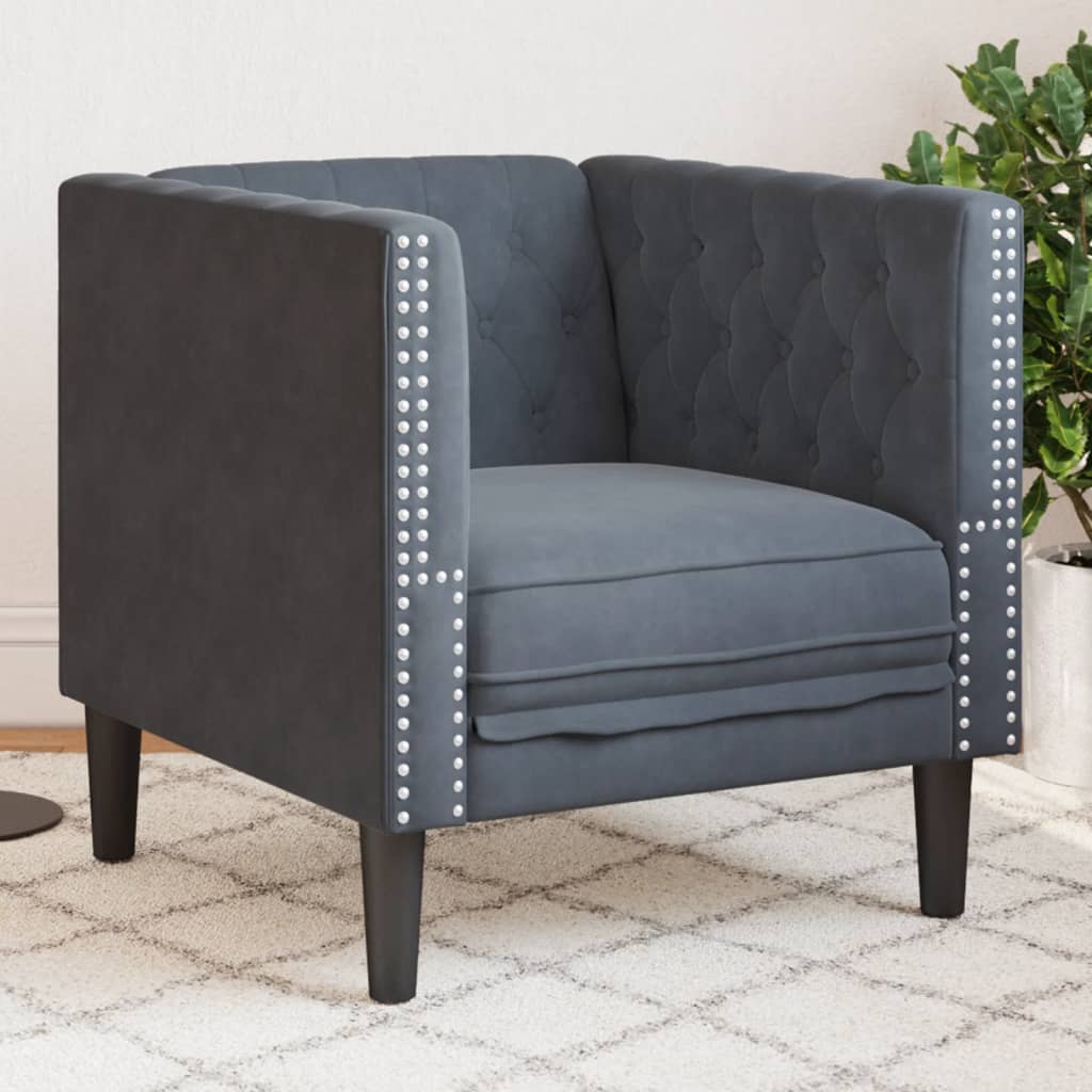 Chesterfield-Sessel Dunkelgrau Samt Chesterfield-Sessel Dunkelgrau Samt