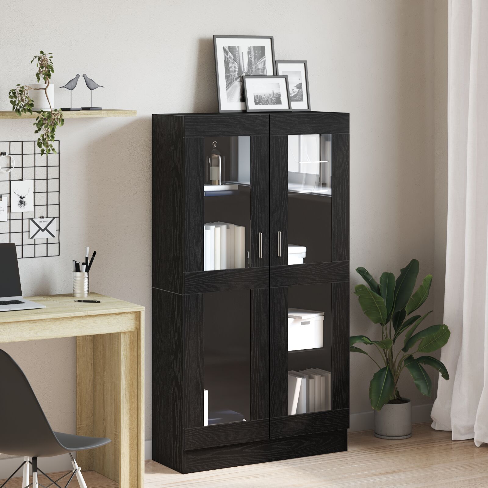 vidaXL Bücherregal Schwarz Eiche 82,5x30,5x150 cm Holzwerkstoff