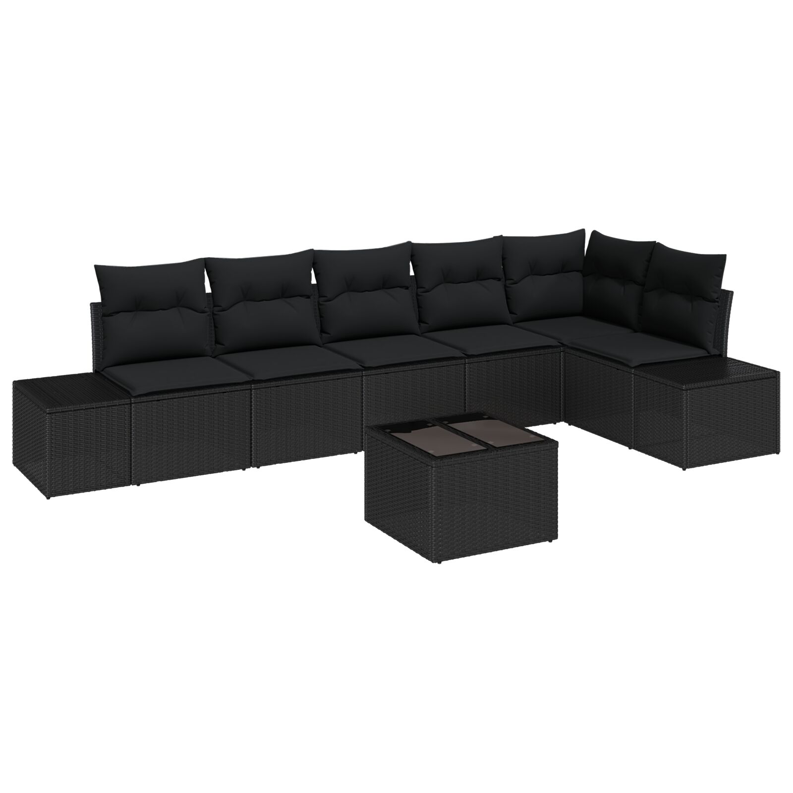 7-teiliges Garten-Sofa-Set mit Kissen Beige Poly-Rattan