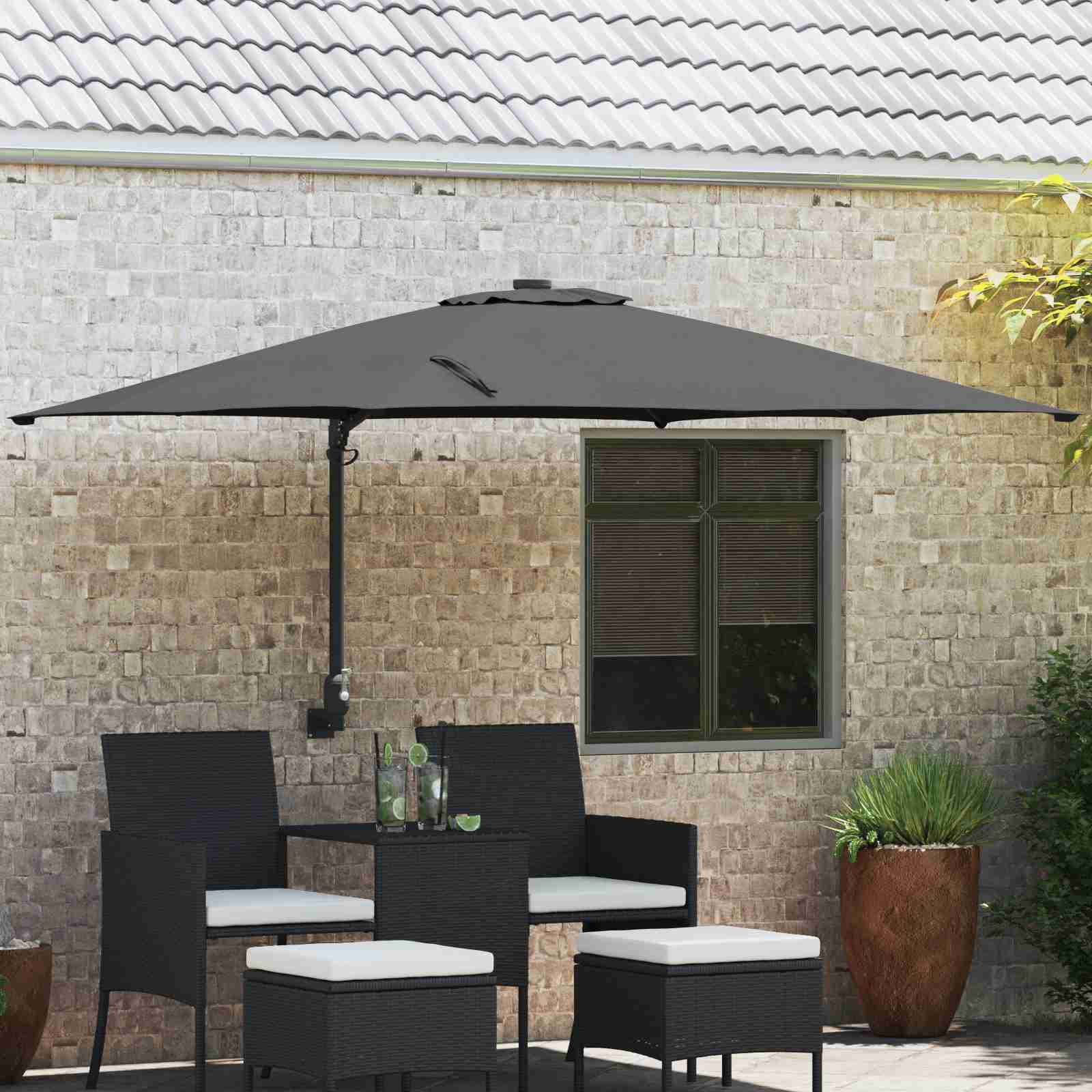 Outdoor-Schirm Anthrazit Polyester, pulverbeschichteter Stahl Groß
