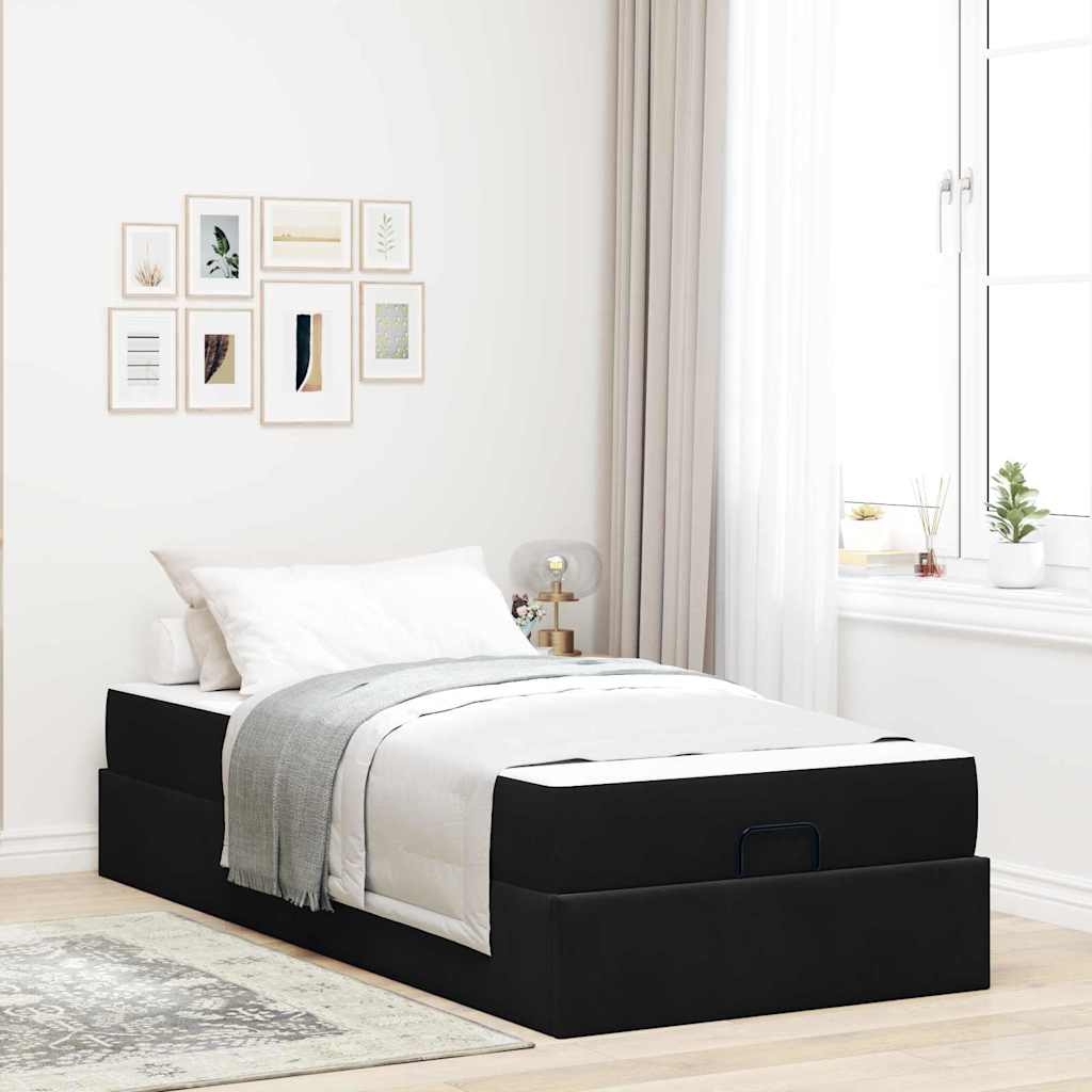 Bettgestell mit Speicher Schwarz 100 x 200 cm Samt