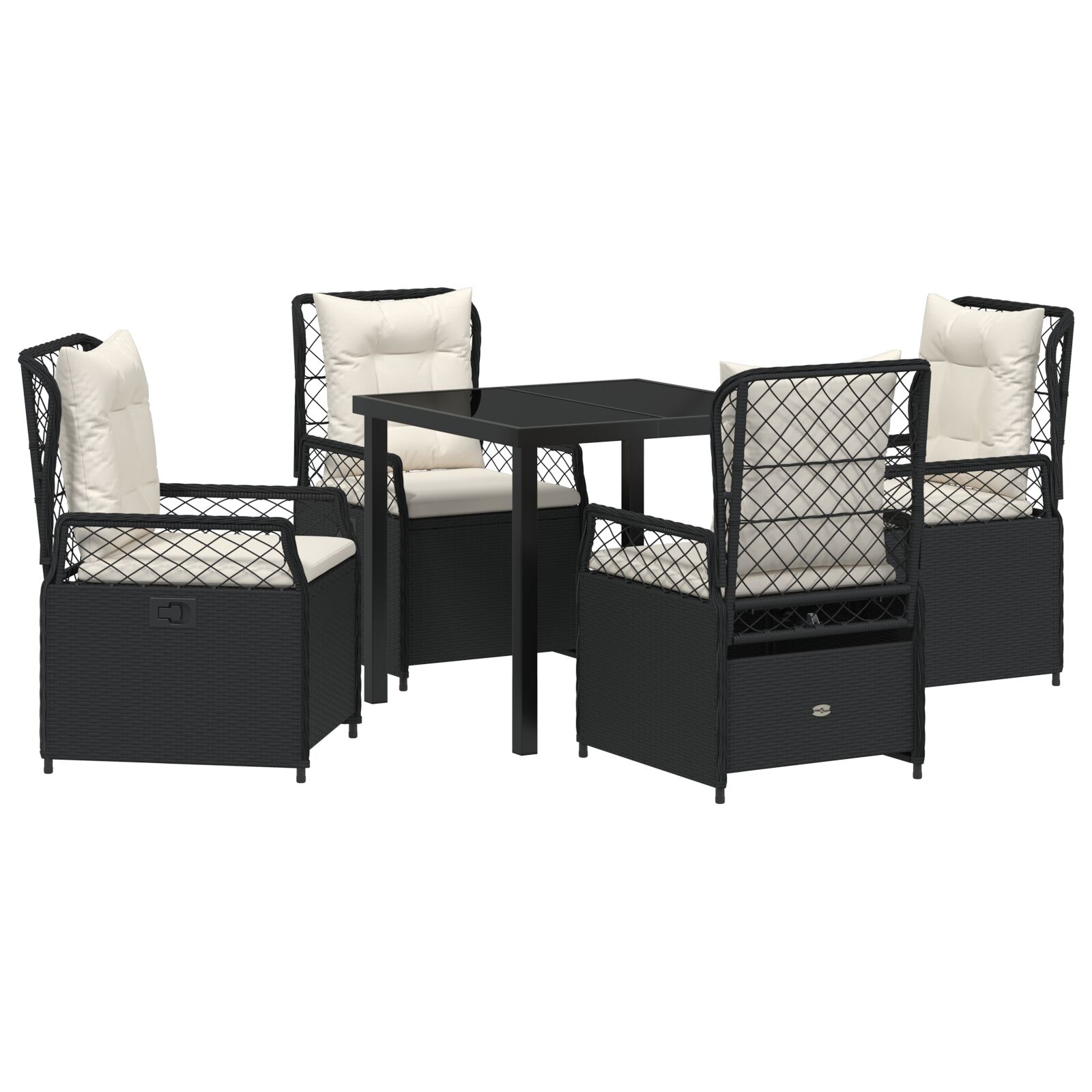 5-teiliges Garten-Dining-Set Schwarz Poly-Rattan 5-teiliges Garten-Dining-Set Schwarz Poly-Rattan