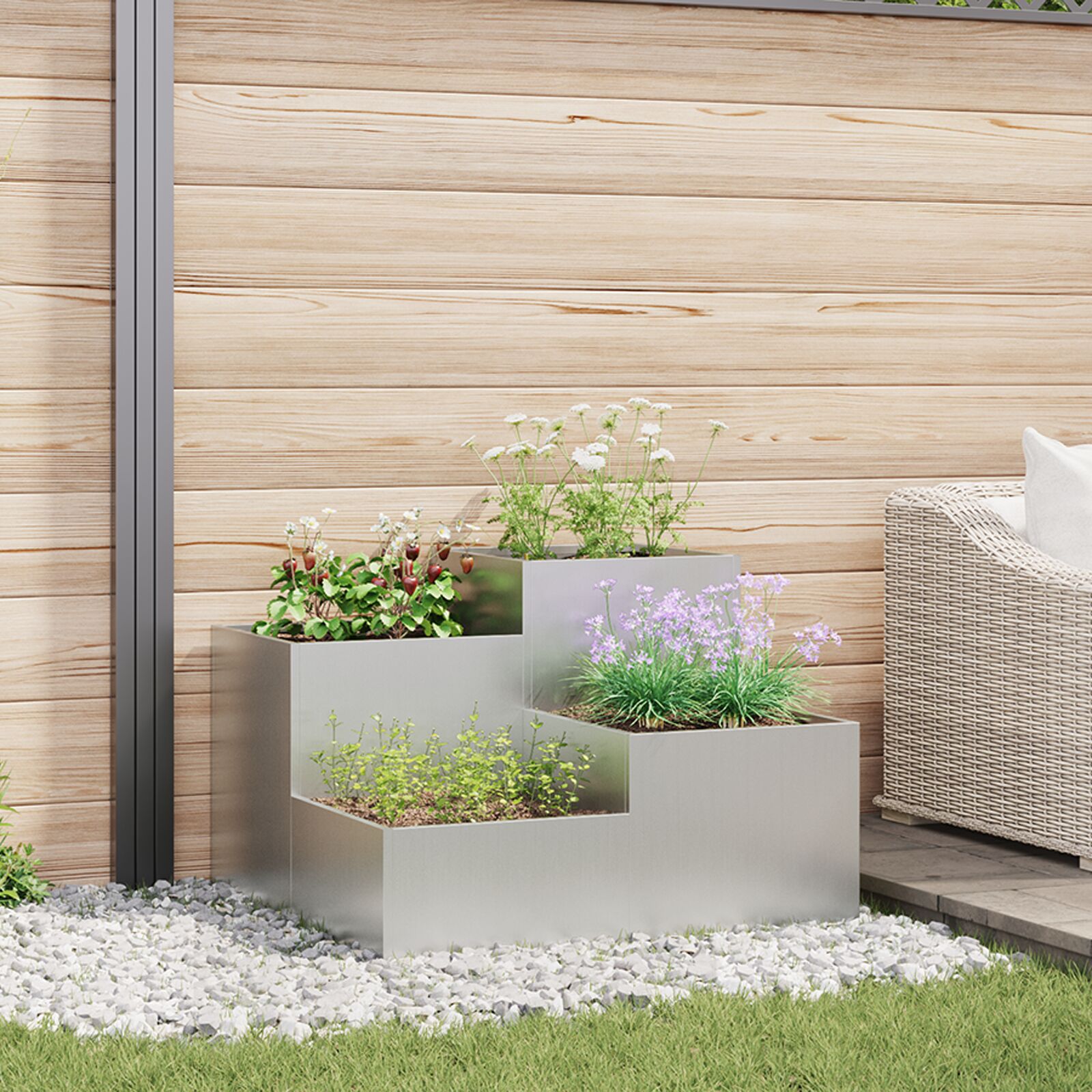 vidaXL Gartenpflanzer 100x100x60 cm Galvanisiertes Stahl