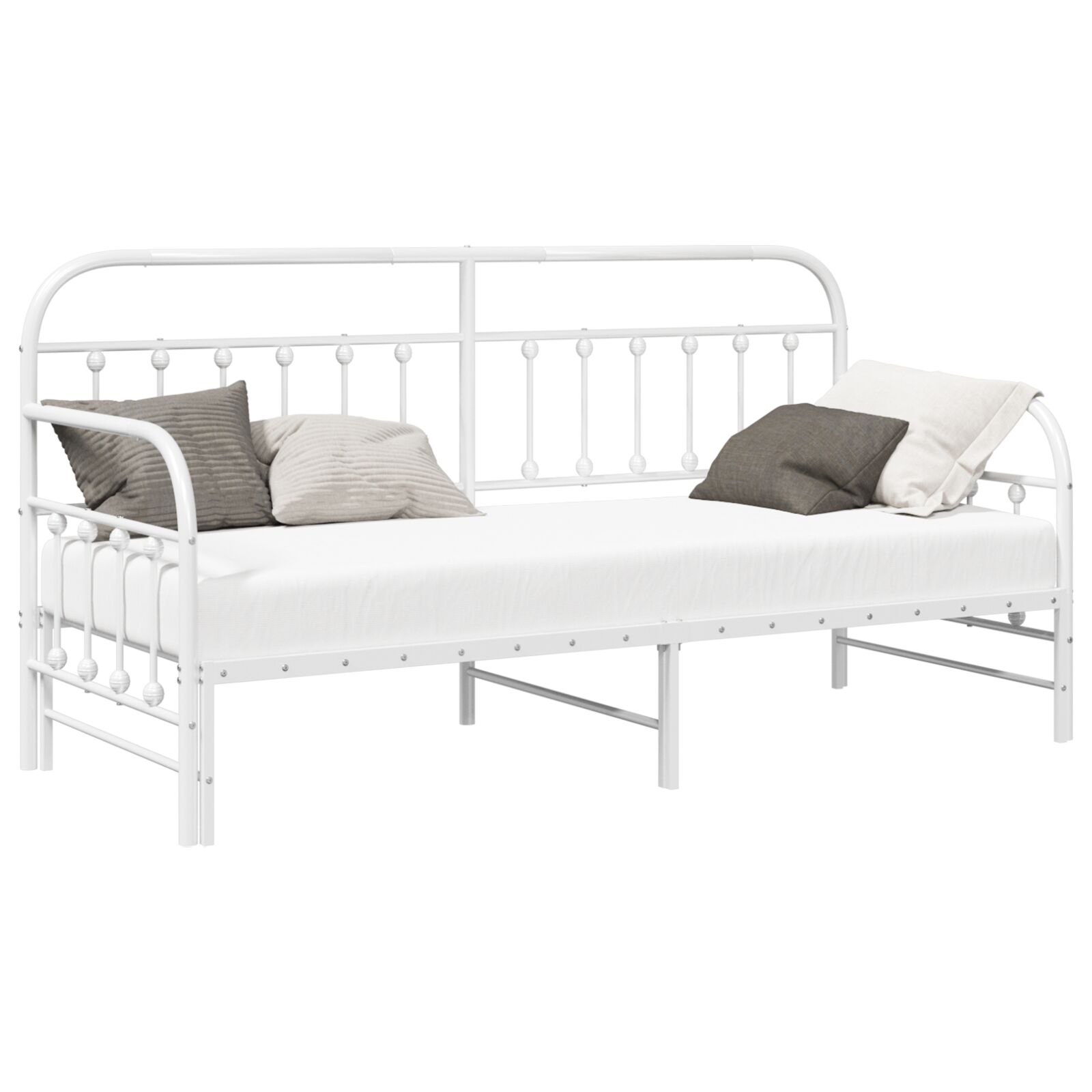Tagesbettgestell mit Unterbett Weiß 75x190 cm Stahl
