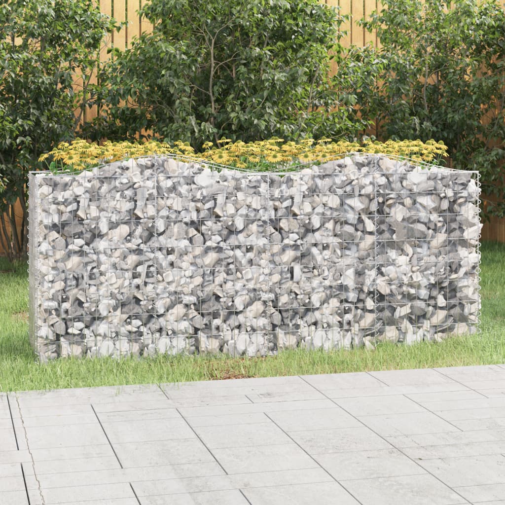 Gabionen-Hochbeet mit Hochbogen 200x50x100 cm Verzinktes Eisen Gabionen-Hochbeet mit Hochbogen 200x50x100 cm Verzinktes Eisen