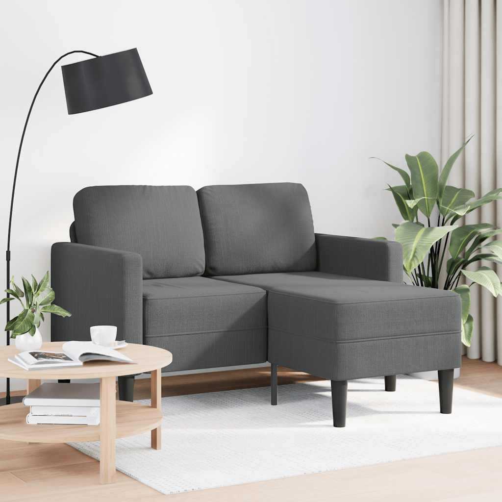 2-Sitzer-Sofa mit Chaiselongue L-Form Dunkelgrau 125 cm Stoff 2-Sitzer-Sofa mit Chaiselongue L-Form Dunkelgrau 125 cm Stoff
