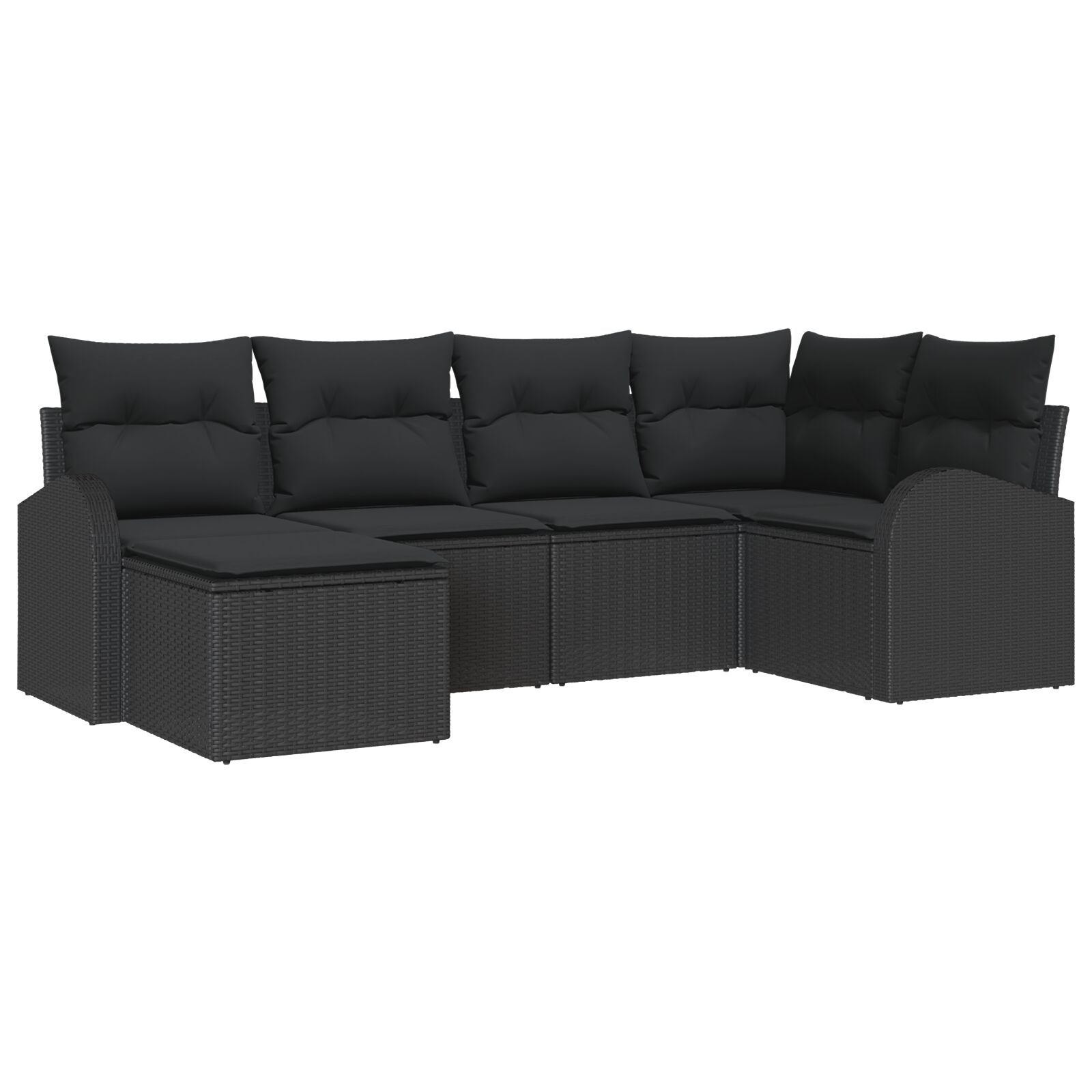 6-teiliges Garten Sofa Set mit Kissen Schwarz Poly Rattan, 2-Sitzer Garten Sofa mit Stauraum und Kissen Schwarz Poly Rattan 6-teiliges Garten Sofa Set mit Kissen Schwarz Poly Rattan, 2-Sitzer Garten Sofa mit Stauraum und Kissen Schwarz Poly Rattan