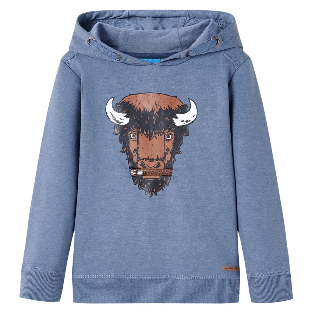 Kinder-Kapuzenpullover Blau Melange 116 Kinder-Kapuzenpullover Blau Melange 116