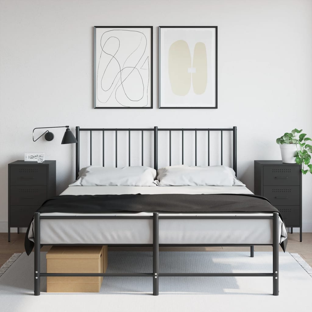 Nachttische 2 Stk. Schwarz 36x39x68 cm Kaltgewalzter Stahl