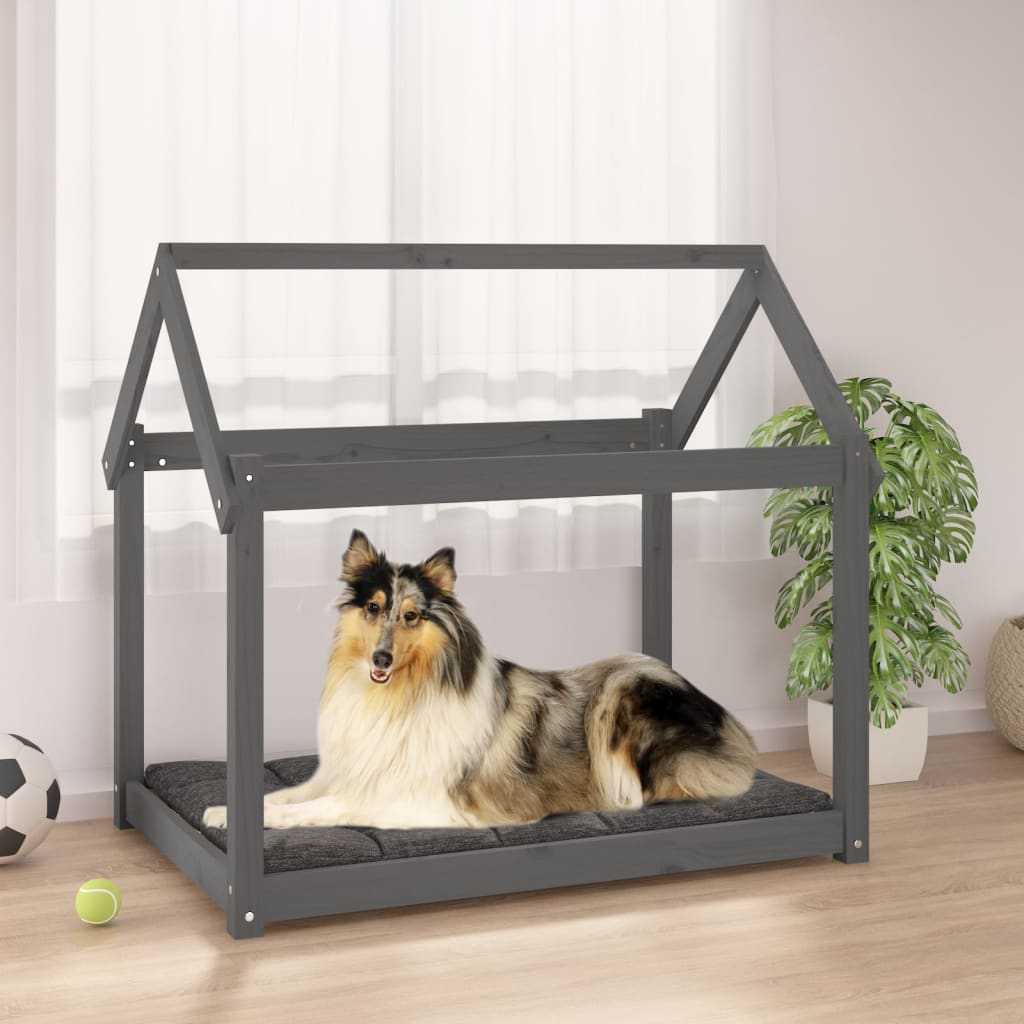 Hundebett Grau 101x70x90 cm Massivholz Kiefer Hundebett Grau 101x70x90 cm Massivholz Kiefer