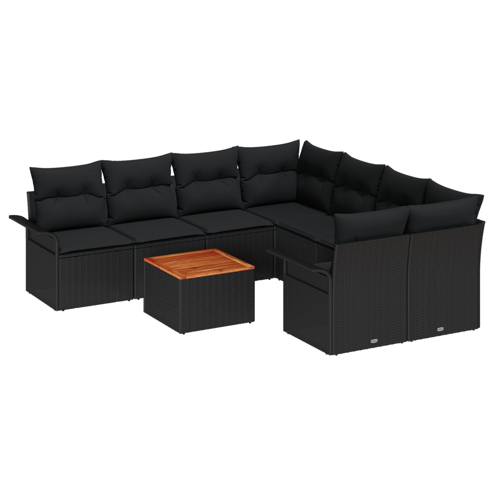 9-teiliges Garten-Sofa-Set mit Kissen Schwarz Poly-Rattan Akazie, 2-Sitzer Garten-Sofa mit Stauraum und Kissen Schwarz Poly-Rattan 9-teiliges Garten-Sofa-Set mit Kissen Schwarz Poly-Rattan Akazie, 2-Sitzer Garten-Sofa mit Stauraum und Kissen Schwarz Poly-Rattan