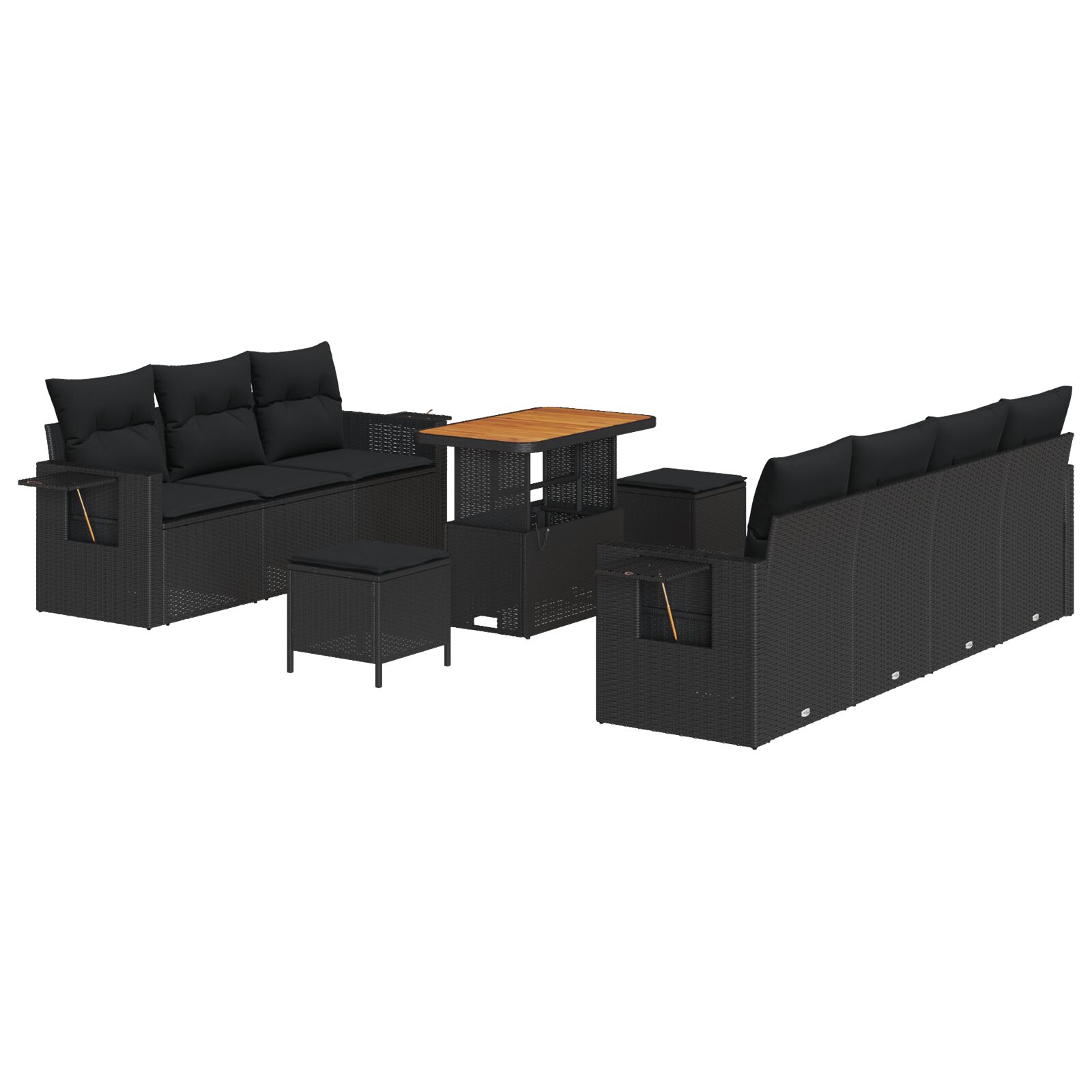 10-teiliges Garten-Sofa-Set mit Kissen, schwarzes Poly-Rattan, Akazie, 3-teiliges Garten-Essenset mit Kissen, schwarzes Poly-Rattan, Akazie 10-teiliges Garten-Sofa-Set mit Kissen, schwarzes Poly-Rattan, Akazie, 3-teiliges Garten-Essenset mit Kissen, schwarzes Poly-Rattan, Akazie