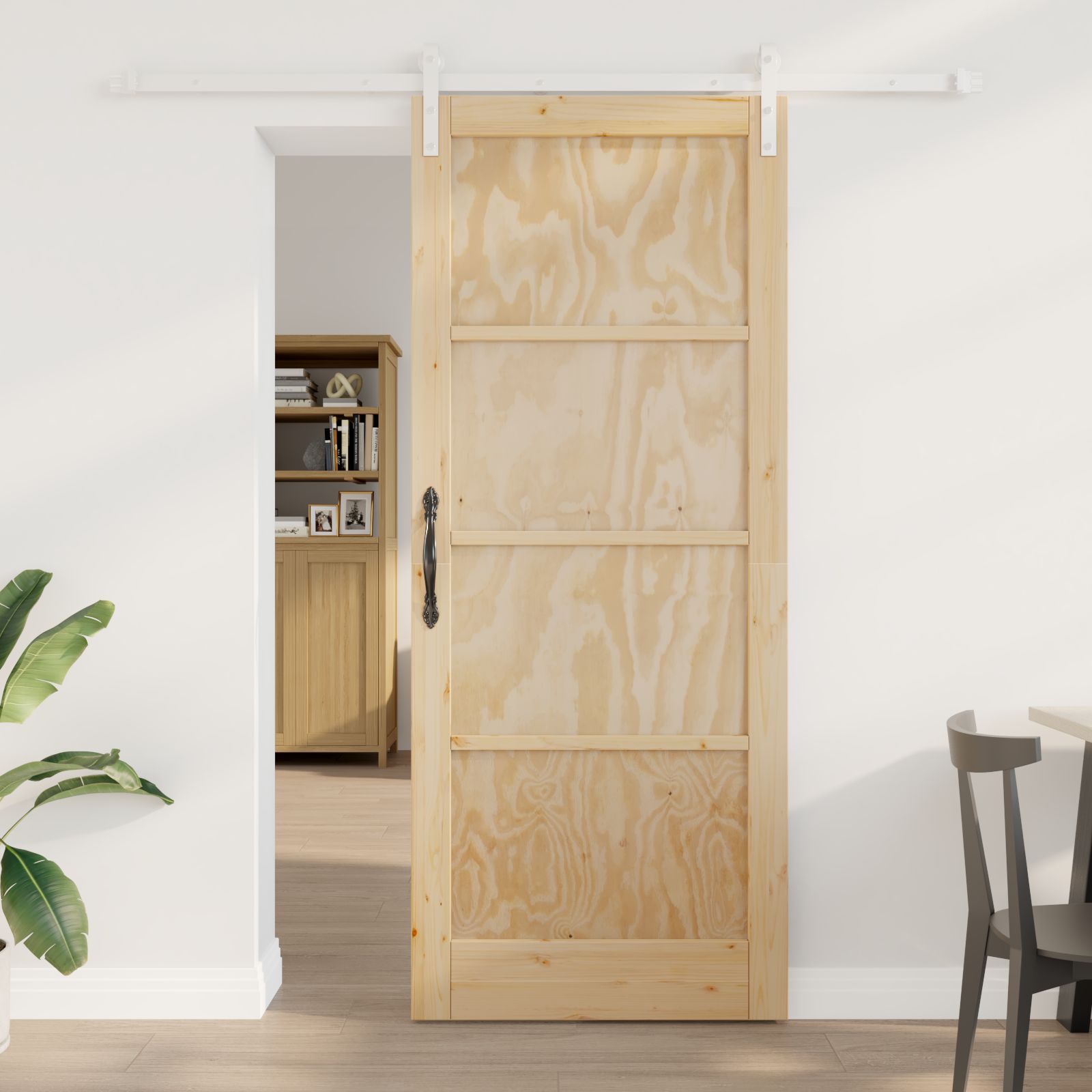 Schiebetür mit Hardware-Set 86x211 cm Massivholz Kiefer