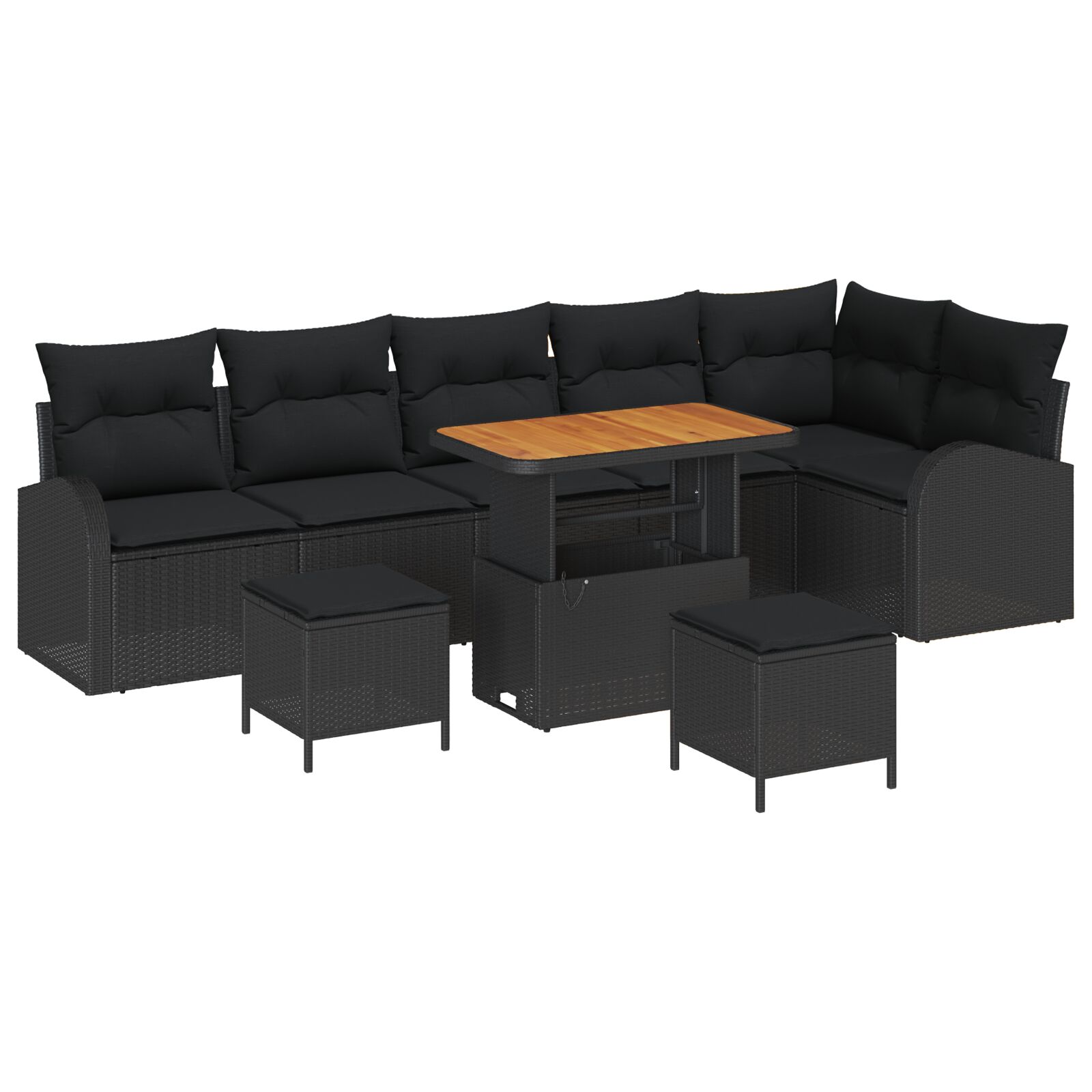 9-teiliges Garten-Sofa-Set mit Kissen Schwarz Poly Rattan Akazie, 2-Sitzer Garten-Sofa mit Kissen Schwarz Poly Rattan, 3-teiliges Garten-Ess-Set mit Kissen Schwarz Poly Rattan Akazie 9-teiliges Garten-Sofa-Set mit Kissen Schwarz Poly Rattan Akazie, 2-Sitzer Garten-Sofa mit Kissen Schwarz Poly Rattan, 3-teiliges Garten-Ess-Set mit Kissen Schwarz Poly Rattan Akazie